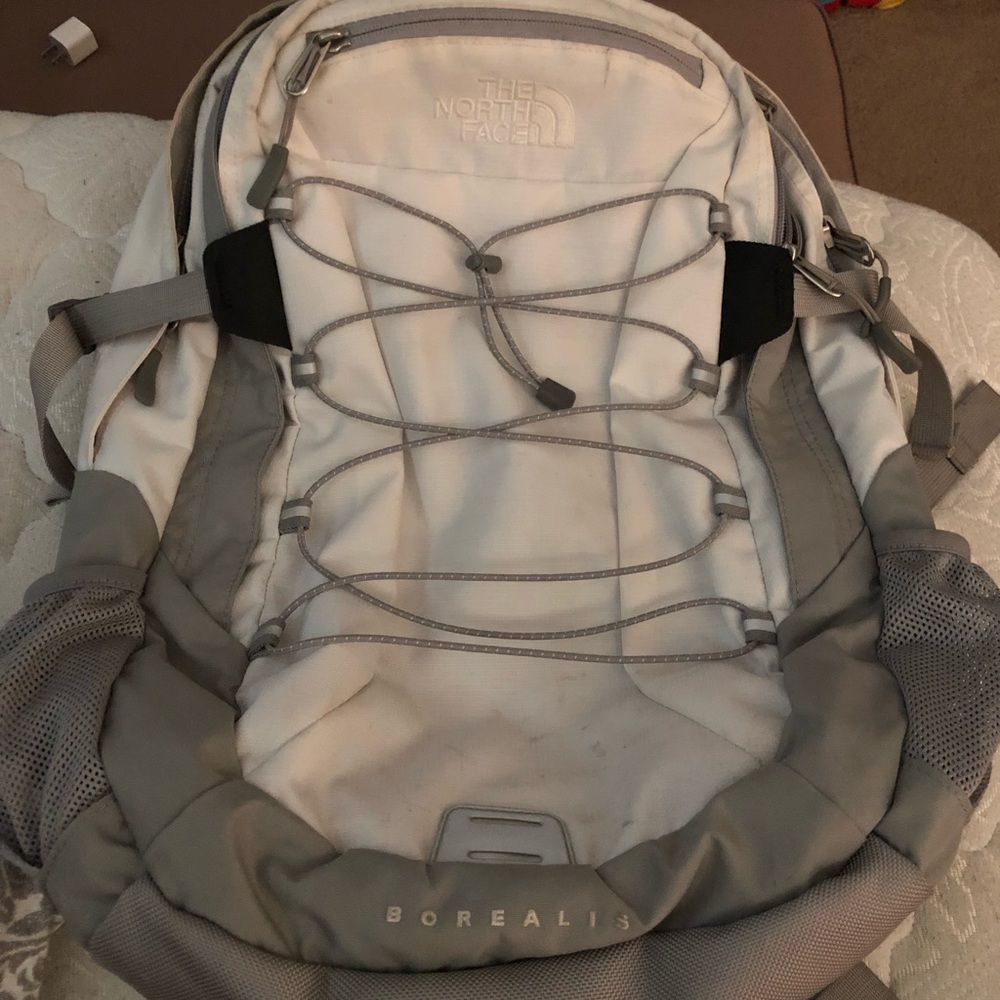 North Face Grey/White Borealis Backback